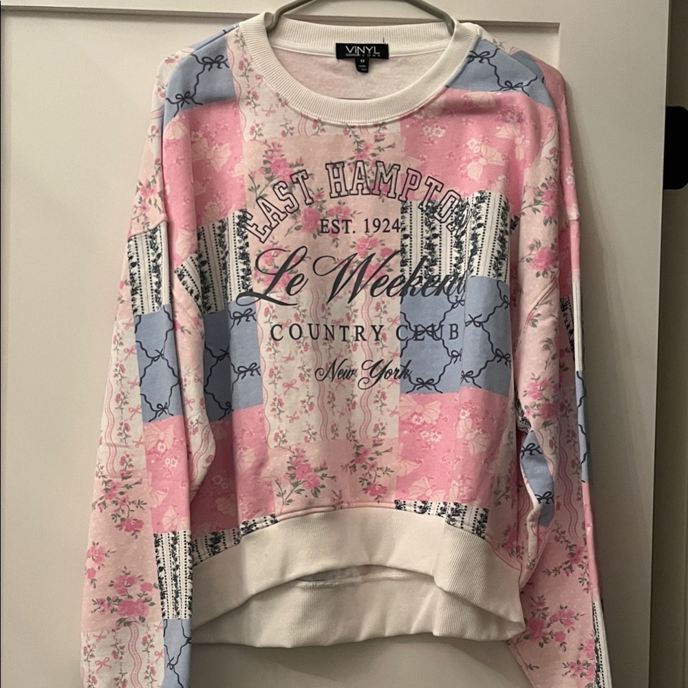 Women's Floral Pink and Blue Sweatshirt